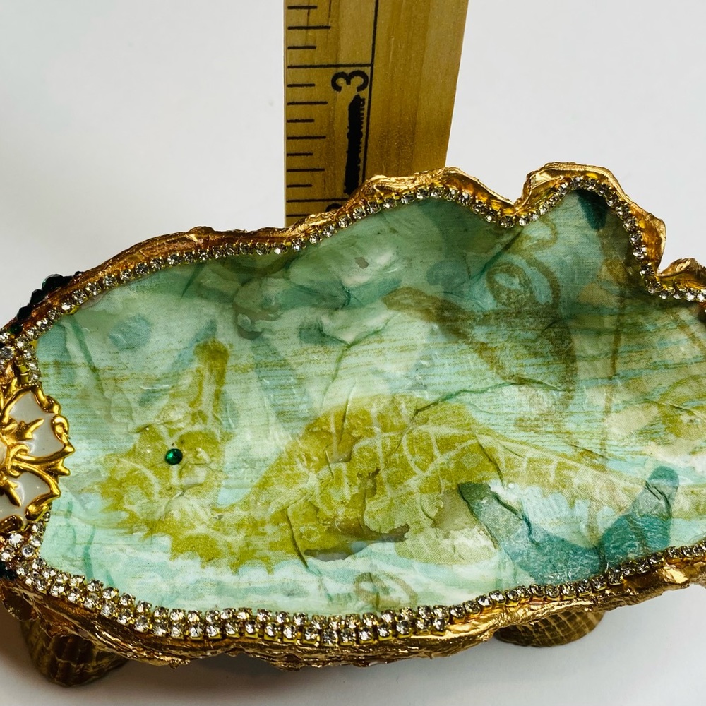 Seahorse oyster shell ring/trinket dish Handmade Coastal gifts - Picture 12 of 13